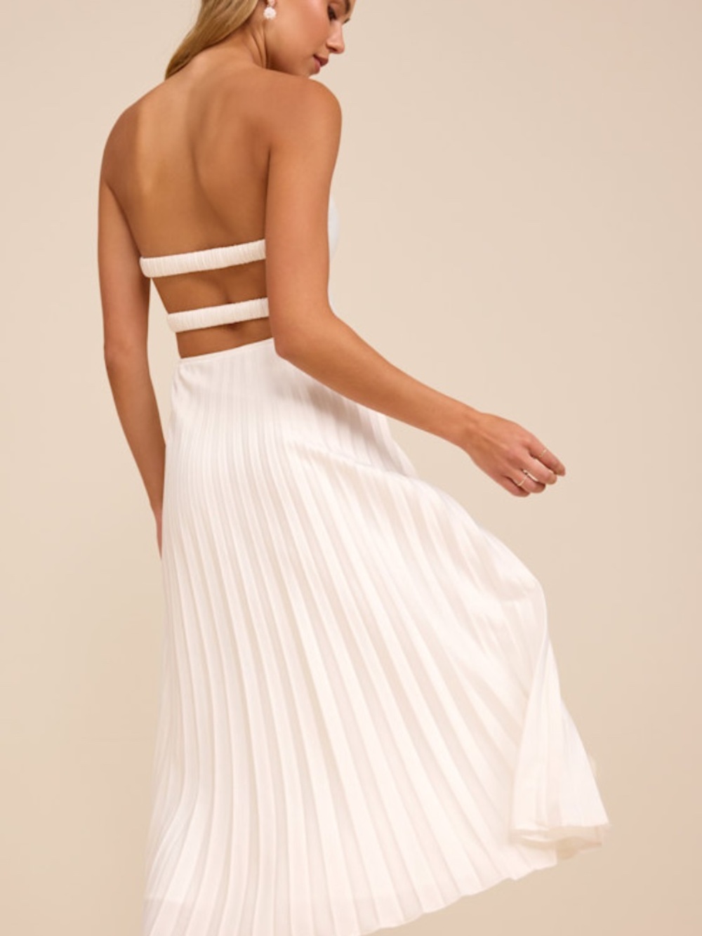 Lulus Irelyn White Satin Bustier Midi Dress - Size S